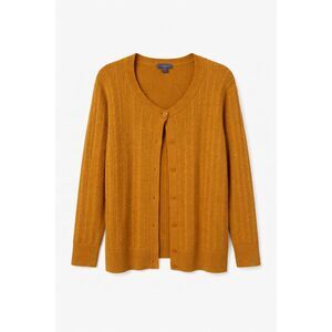Laura Scott Mustard Cable Knit Cardigan 18W 1X Grandpa Core Cozy Light Academia